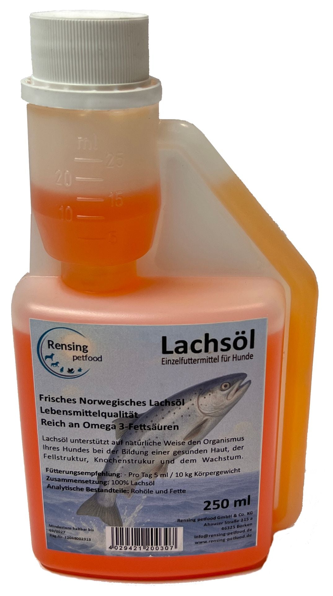 Lachsöl_250 ml Frisches norwegisches Lachsöl in Lebensmittelqualität