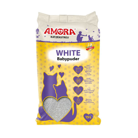 Amora White Katzenstreu mit Babypuderduft